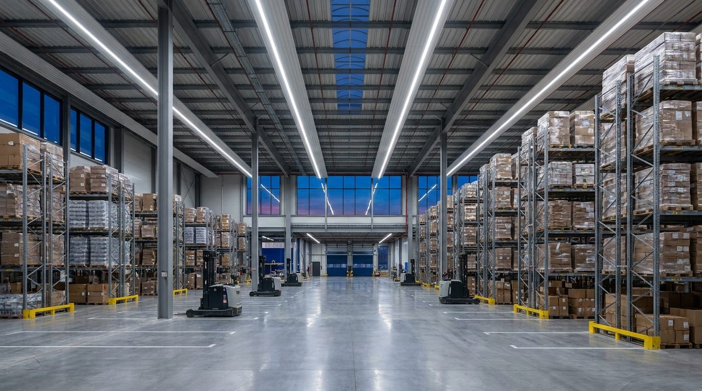 Galpão industrial com iluminação técnica da LED DONIZETE