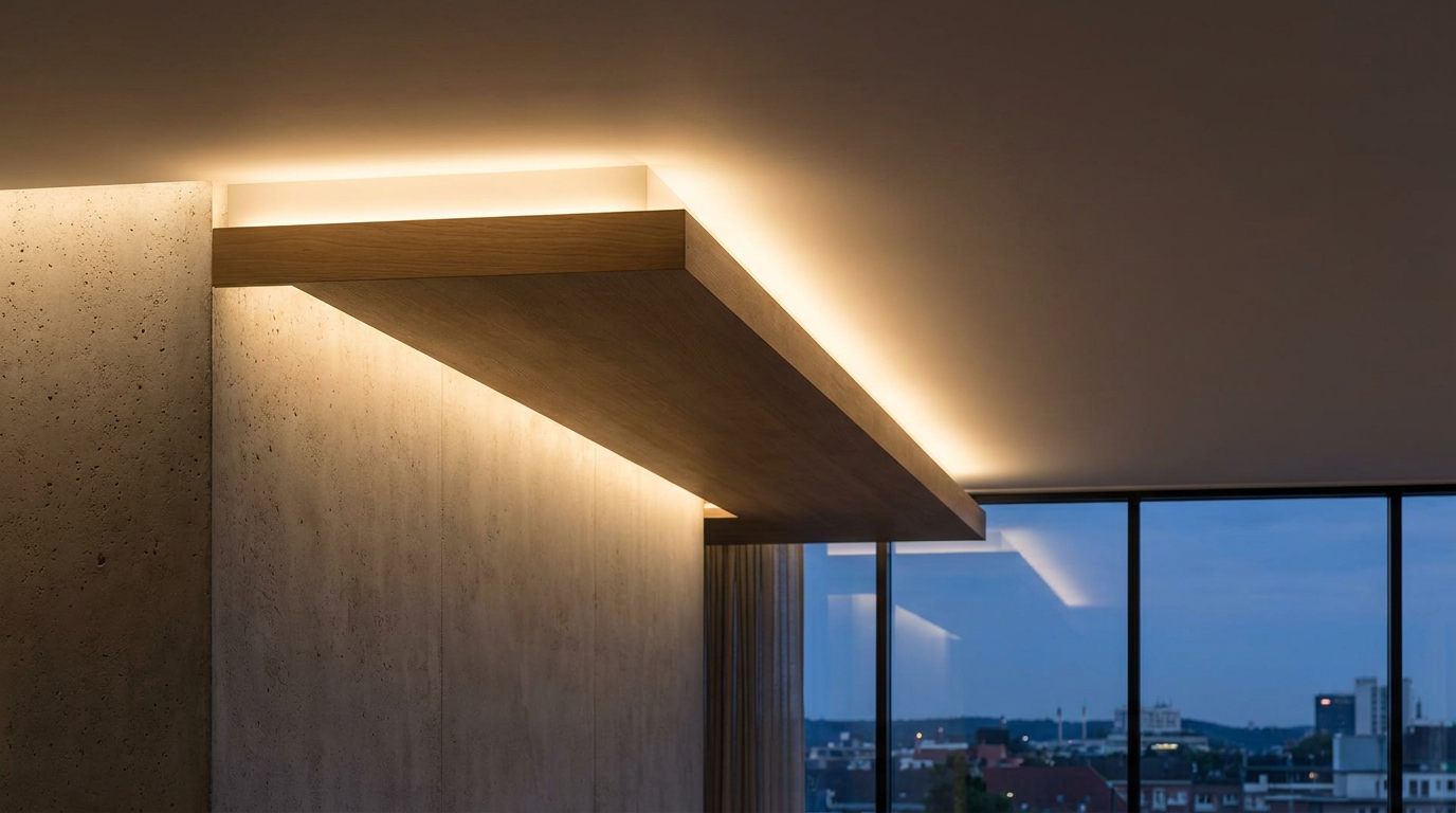 Sanca com luz indireta: efeito de iluminação premium em forro de gesso