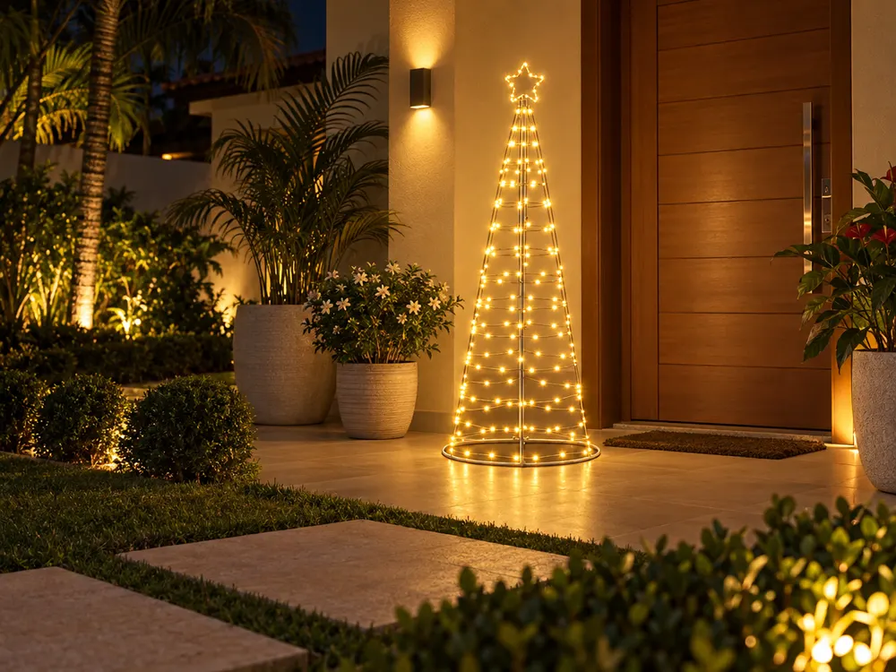 Árvore de pisca 1,8 m, 200 LEDs aplicado (imagem ilustrativa)
