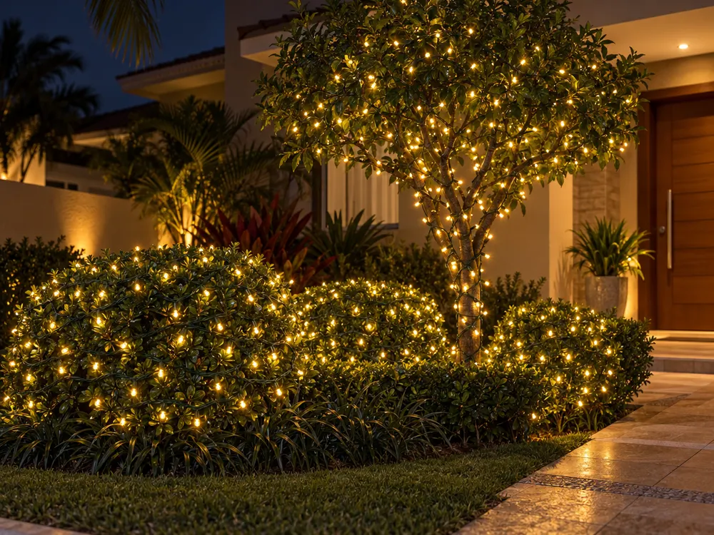 Cordão 100 LEDs 10 m à prova d'água aplicado (imagem ilustrativa)