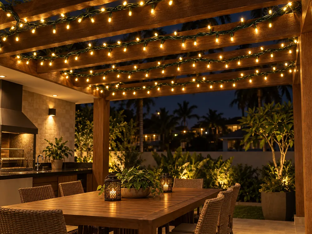 Cordão 200 LEDs 20 m à prova d'água aplicado (imagem ilustrativa)