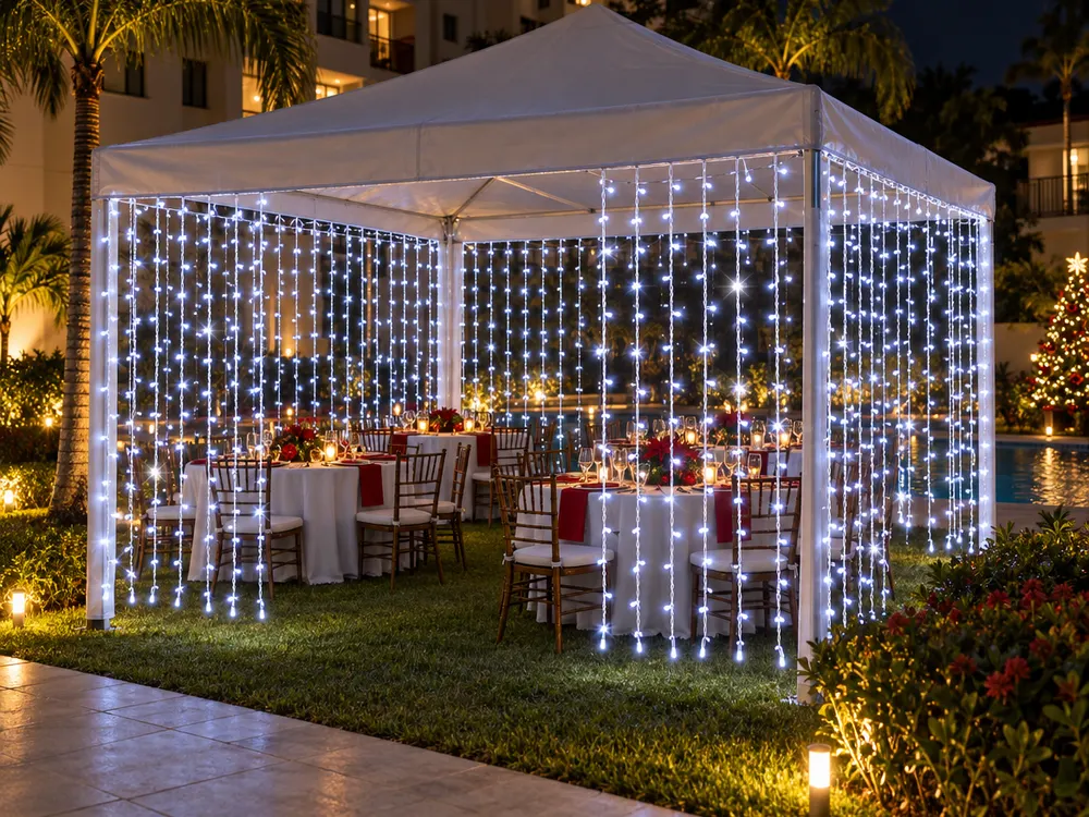 Cortina 500 LEDs 4 x 2,2 m com strobo, à prova d'água aplicado (imagem ilustrativa)