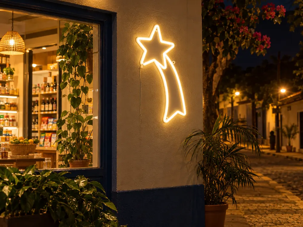 Estrela cadente de LED 70 x 28 cm aplicado (imagem ilustrativa)
