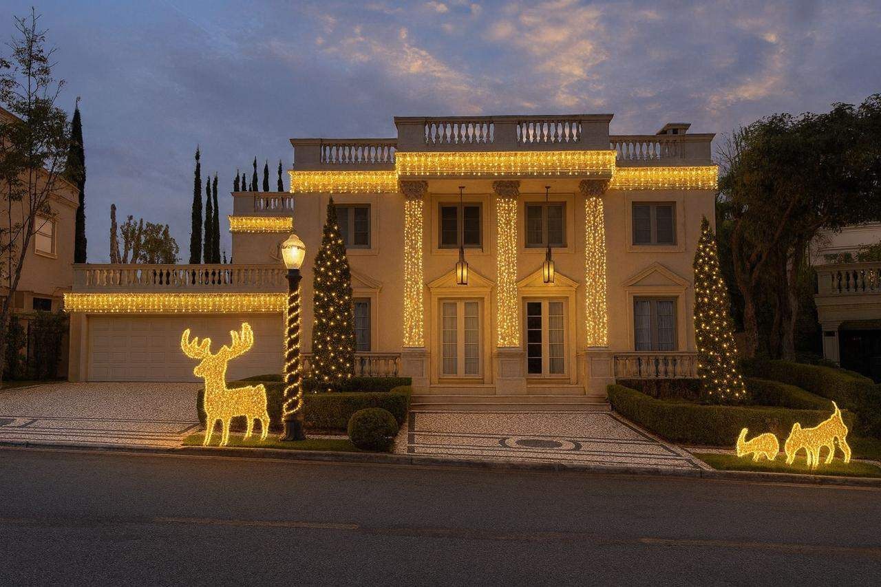 Condomínio e empreendimento de alto padrão com decoração de Natal da LED DONIZETE